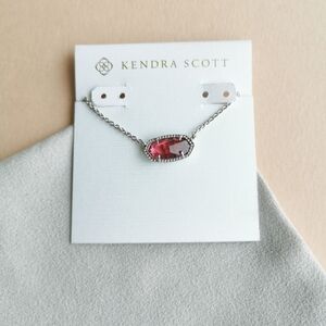 Kendra Scott Elisa Pendant Necklace in Silver Berry red glass